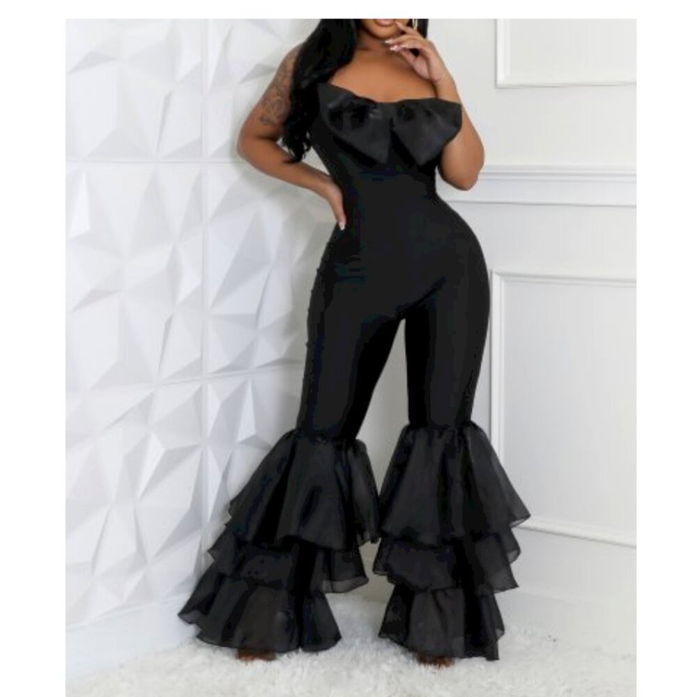 Bow & Ruffle Embellished Jumpsuit